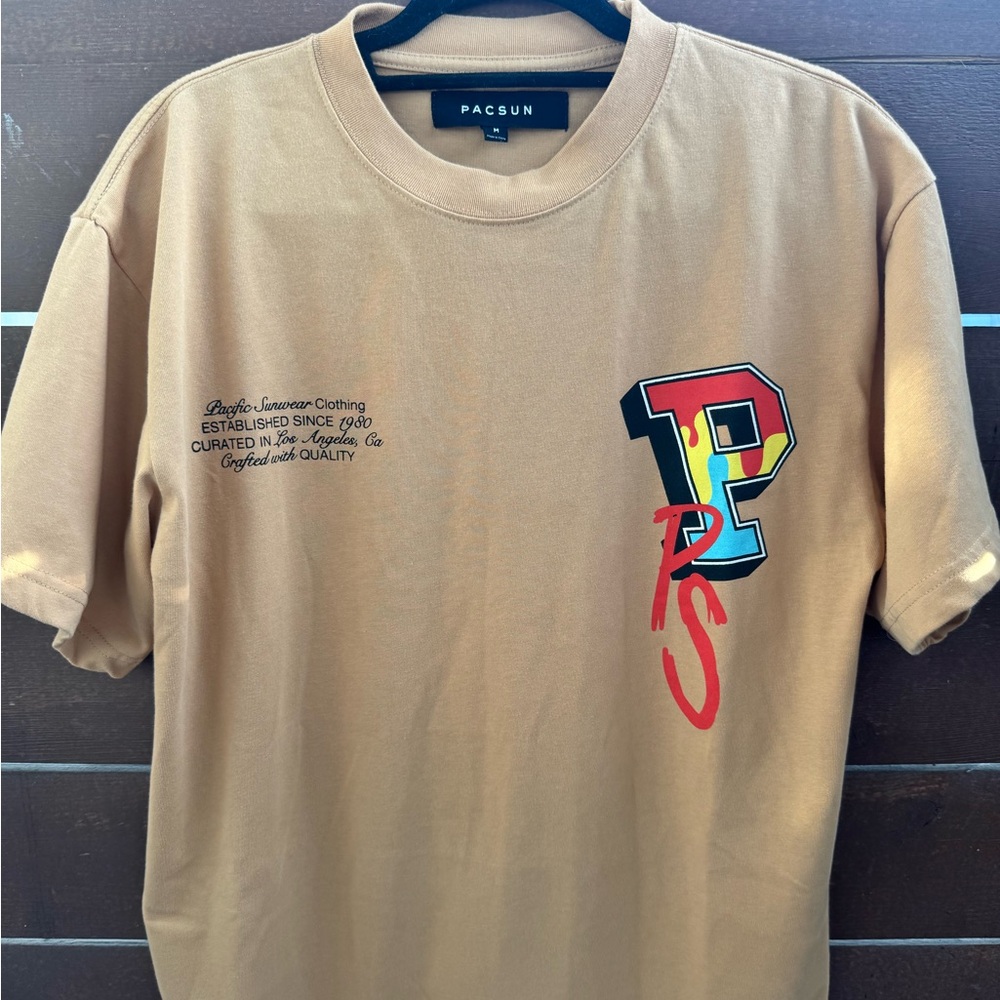 PacSun Brown Graphic Tee with Multicolor Logo